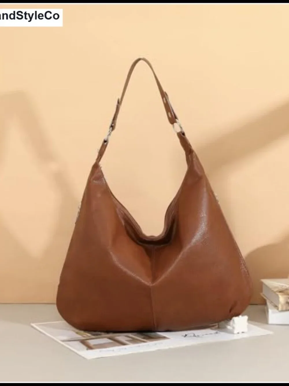 Soft Vegan Leather Hobo Tote Bag Slouchy Shoulder Handbag Everyday Travel Purse
